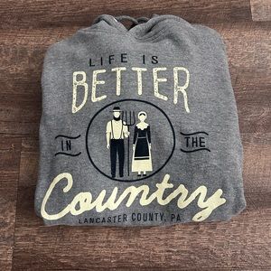 Gray Amish Lancaster County, PA Hooded Sweatshirt - Sz M